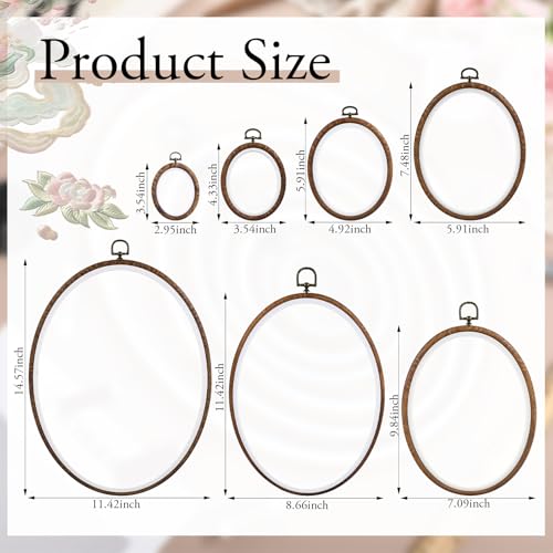 Image of Suncalla 7 Pcs Oval Embroidery Hoop Set Faux Wood with Hanging Loop