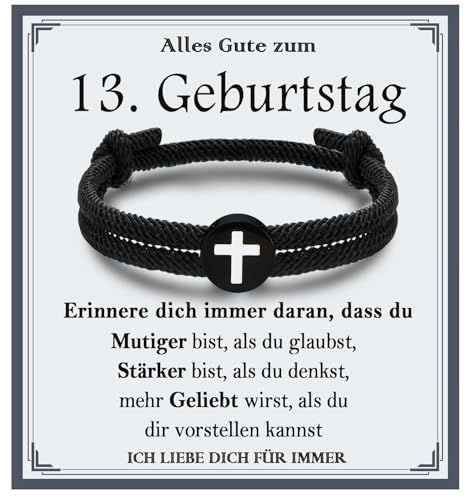 Regalo de cumpleaños para niños de 11 a 18 años: pulsera de cruz con significado para jóvenes