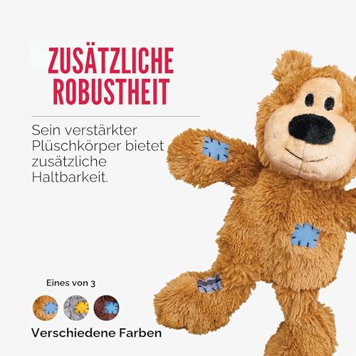 KONG – Wild Knots Bear – Innere Geknotete Seile und Minimale Füllung für Weniger Unordnung (Farbvar.) – Für Mittelgroße/Große Hunde