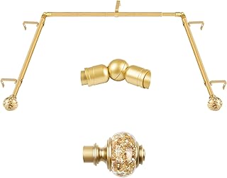 Bay Window Curtain Rods, USFOOK Gold Curtain Rods for Bay windows 32 to 86