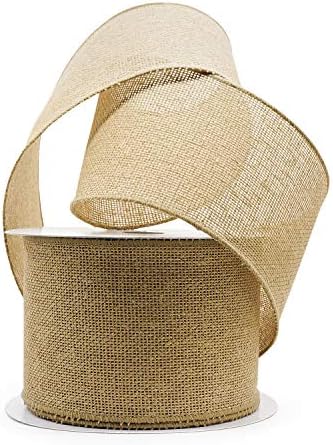 CT CRAFT LLC Burlap Wired Ribbon, 4inch x 20 Yards, Natural, Christmas, Home Decor, Gift Wrapping, Tree Topper Bow, Wreath, DIY Crafts