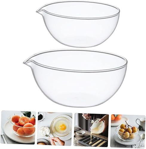 Miniatura 8 de Luxshiny Tazón de mezcla de vidrio de 2 piezas con boquilla, cuenco de salsa de vidrio pequeños cuencos para hornear para cocina restaurante