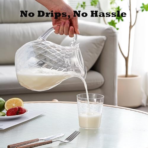 Clear Plastic Pitcher with Lid, 67 oz Lightweight Water Pitcher | BPA-Free, Shatter-Proof, Wide Mouth Fridge Jug for Iced Tea, Lemonade, Juice, Sangria, Cold Brew and Fruit Water — view 5
