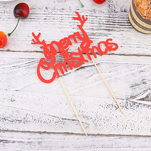 Sewroro 20 Peças Toppers de Cupcake de Feliz Natal Toppers de Sobremesa de Cupcake de Chifre de Árvo