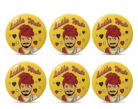 Ladkewale Round Button Badges for Wedding, Bachelor Party, Reception Events, Dulhewala Props, Printed Decorative Accessories-picture-20