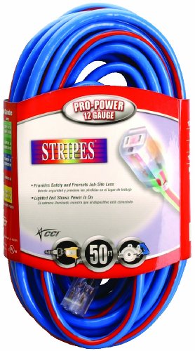 Southwire 02548-64 50-Foot 12/3 Neon Outdoor Extension Cord, Blue/Red