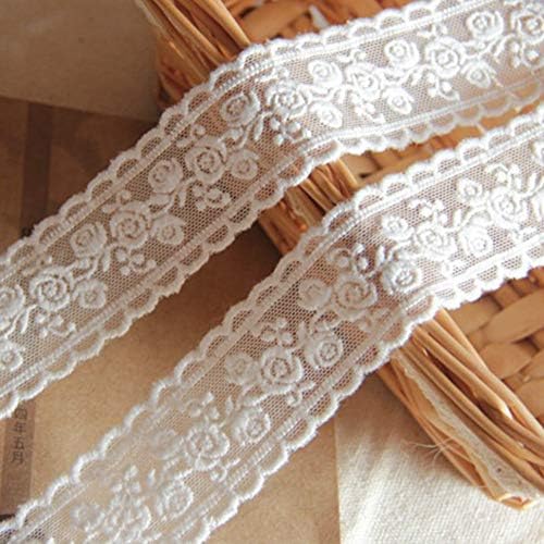 Sourcemall Lace Trim Ribbon, Delicate White Floral Ribbon for Wedding/Bridal Decoration, DIY Craft Sewing, Home Decoration, 5 Yards