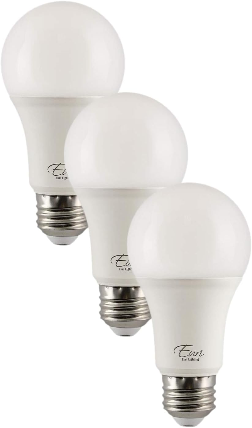 Euri Lighting EA19-15W2020e, LED A19 15W (100W Equivalent), 1600lm, Dimmable, 2700K (Warm White) E26 Base, Fully Enclosed Rated, Damp Rated, UL & Energy Star, 3YR 25K HR Warranty
