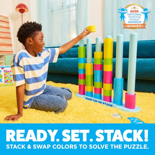 Image of Giant Color Stack Challenge by Relatable - Nappa Award 2025 Winner, Strategy Stacking Game with 50 Puzzles, Backyard & Lawn Activity for Summer Parties, Outdoor Fun for Families & Groups, Ages 6+