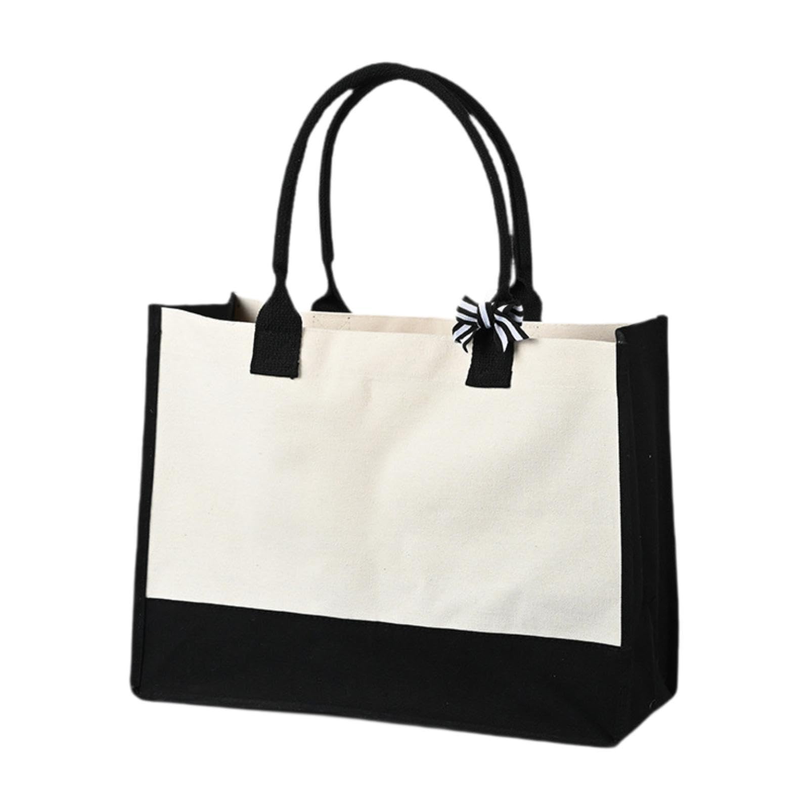 Canvas Tote Bag Reusable Grocery Shopping Bag for DIY Crafts & Travel-image-13
