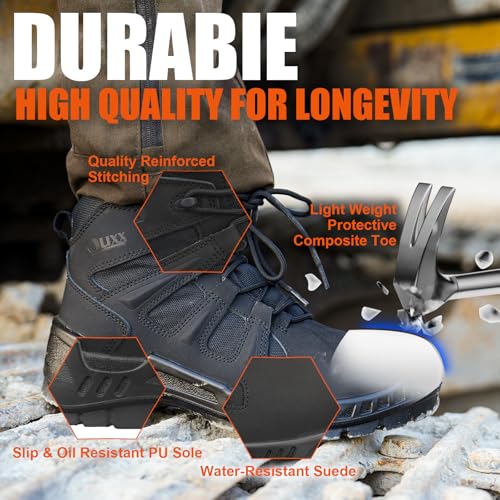 OUXX Men's Composite Toe Work Boots, ASTM F2413 Safety Shoes, Metal Free, Slip-Resistant Boot(OX4603)4