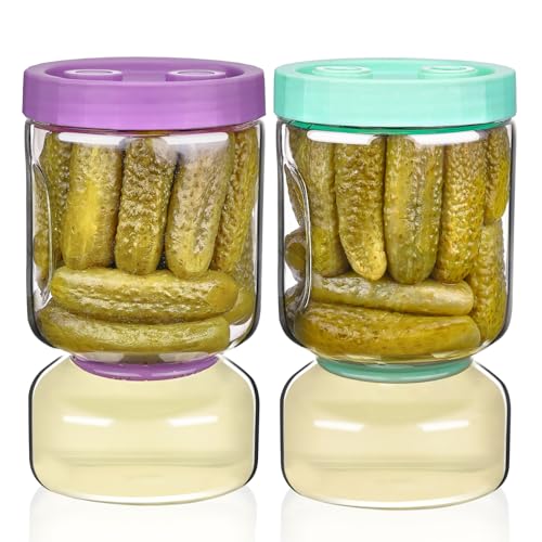 ZENS Pickle Jar with Strainer Flip, 51oz Airtight Pickle Juice Separator