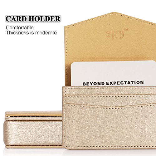 FYY Premium Leather Business Card Holder in Gold #TOP8
