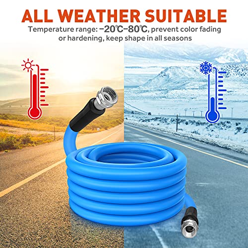 Snowyfox Rv Drinking Water Hose 35Ft, 5/8'' Rv Camper Fresh Water Garden Hose For Rv,Truck,Blue,Leak Free And Anti Kink Design,Phthalate And Bpa Free #TOP7