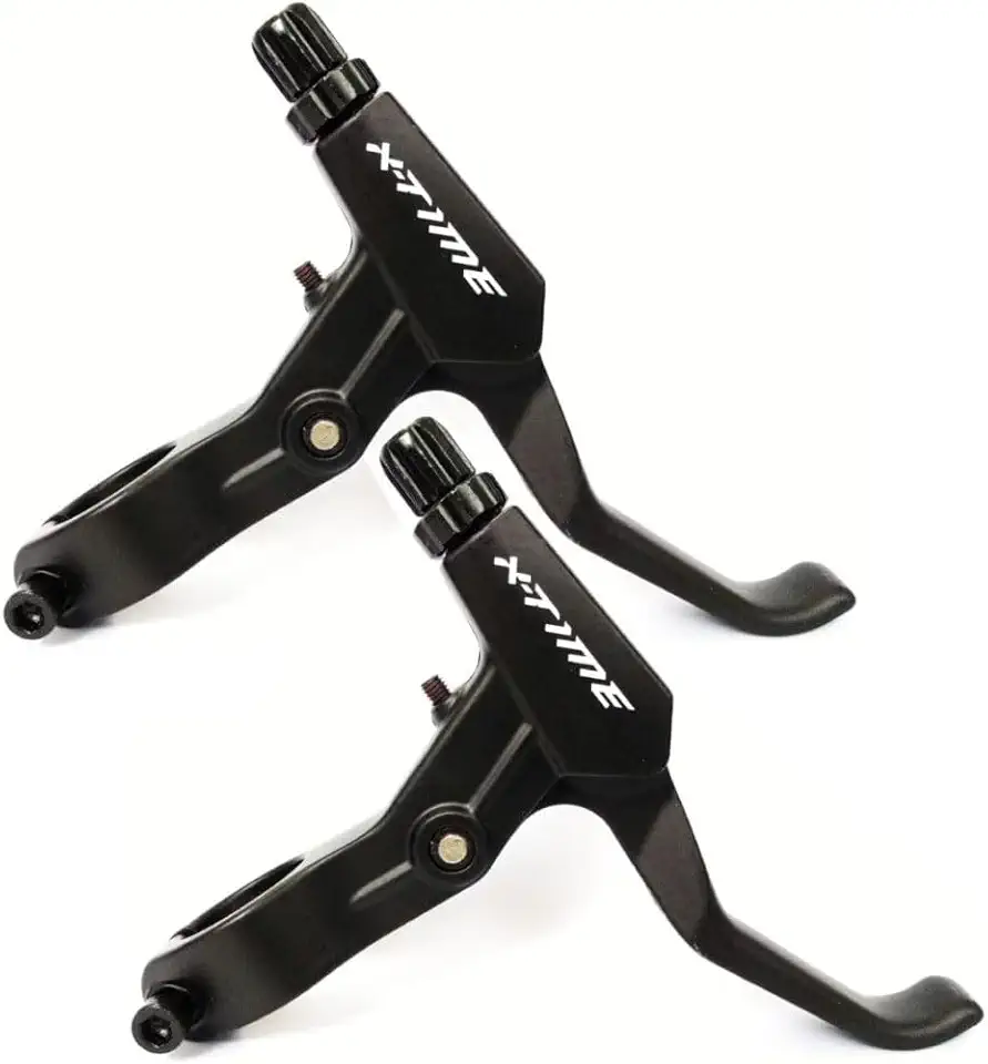 Par de Manetes TSW X-Time 2 Dedos Preto Aluminio Maçaneta MTB V-Brake Freio Disco Mecanico