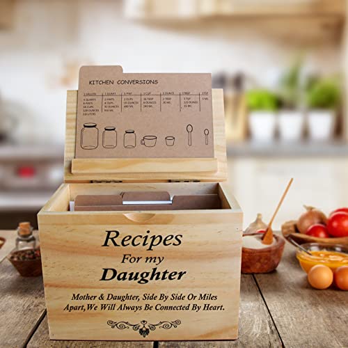 Mamagiftree Recipe Box, Recipe Card Holder Box With 50 4X6 Inch Recipe Cards, 12 Dividers With Conversion, Farmhouse Style Solid Pinewood Recipe Organizer, Best Gift For Daughter From Mother. B #TOP1
