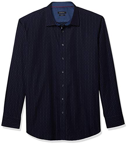 Bugatchi Men's Long Sleeve Classic Fit Shirt, Midnight, 3X-Large