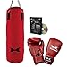 Hammer Home-Set Fit - Conjunto de Saco de Boxeo, Guantes y DVD (28 x 60 cm), Color Rojo