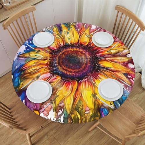 Nappe ronde ajustée avec bord élastique imperméable pour table