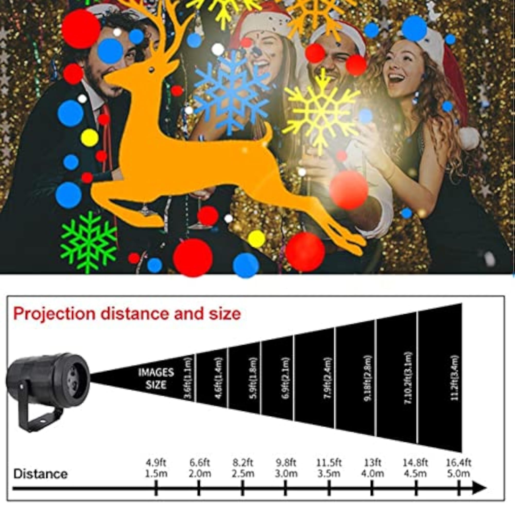 LICHTS Christmas LED Projector Light, 16 Patterns