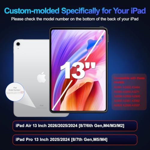 Image of 2 Pack Tempered Glass Screen Protector for iPad Air 13 Inch 2026 /2025 /2024 [8 /7 /6th Gen,M4 /M3 /M2], iPad Pro 13 Inch 2025 /2024 [8 /7th Gen,M5 /M4], 9H Ultra Sensitive, High Transparency Film