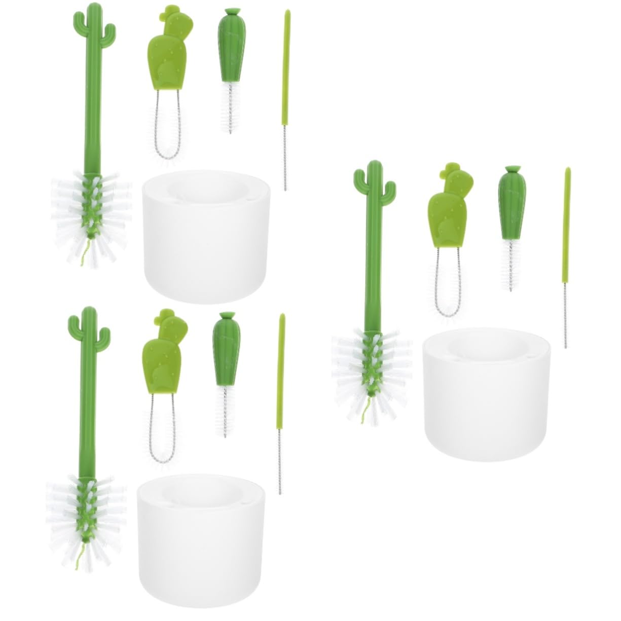 Beavorty 3 Set spazzola per bottiglie di cactus spazzola per la pulizia del coperchio della tazza spazzola per pulire la paglia Set di spazzole per spazi stretti detersivo accessori puliti
