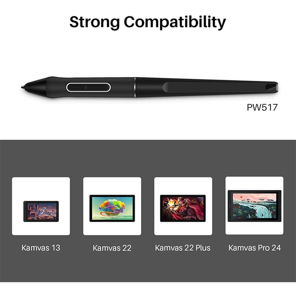 Stylo plume PW517 avec 10 stylets compatible pour dessin Huion pour Kamvas 13 Kamvas Pro 24 Kamvas 22 Kamvas 22 Plus Pen sans batterie 8192 stylo à pression PW517