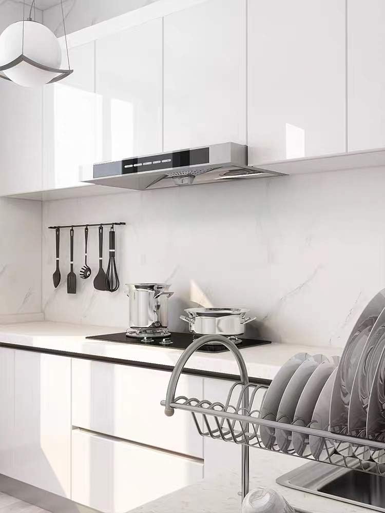 Toduso Contact Paper Glossy White for Countertops Removable Contact Paper White Peel and Stick Wallpaper Waterproof Easy to Clean Vinyl Roll Decorative Kitchen Cabinet Table Closet 15.8''x78.7''