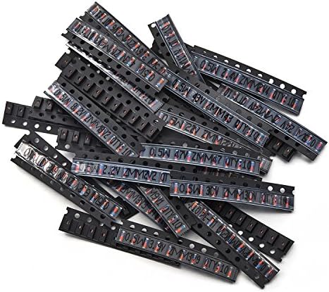 Chanzon 34 Values 0.5W SMD Zener Diode Assorted Kit 2V 2.2V 2.4V 2.7V 3V 3.3V 3.6V 3.9V 4.3V 4.7V 5.1V 5.6V 6.2V 6.8V 7.5V 8.2V 9.1V 10V 11V 12V 13V 15V 16V 18V 20V 22V 24V 27V 30V 33V 36V 39V 43V 47V