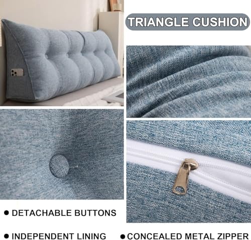 Image of aeTHEric Triangular Headboard Pillow /Wedge Pillow /Backrest Reading Bolster /Triangular Pillow Sofa Back Soft Pack Bed Large Protection Waist (100cm x 20cm x 50cm)