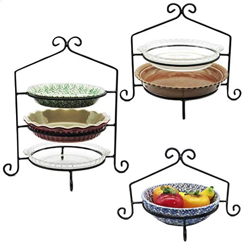 Amazon.com | 3 Pc Set Wrought Iron Metal Pie Plate Racks Holiday ...