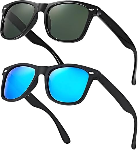 Mens Polarized Sunglasses Square Vintage Driving Glasses for Women Ultra Light Sun Shades UV 400 Protection