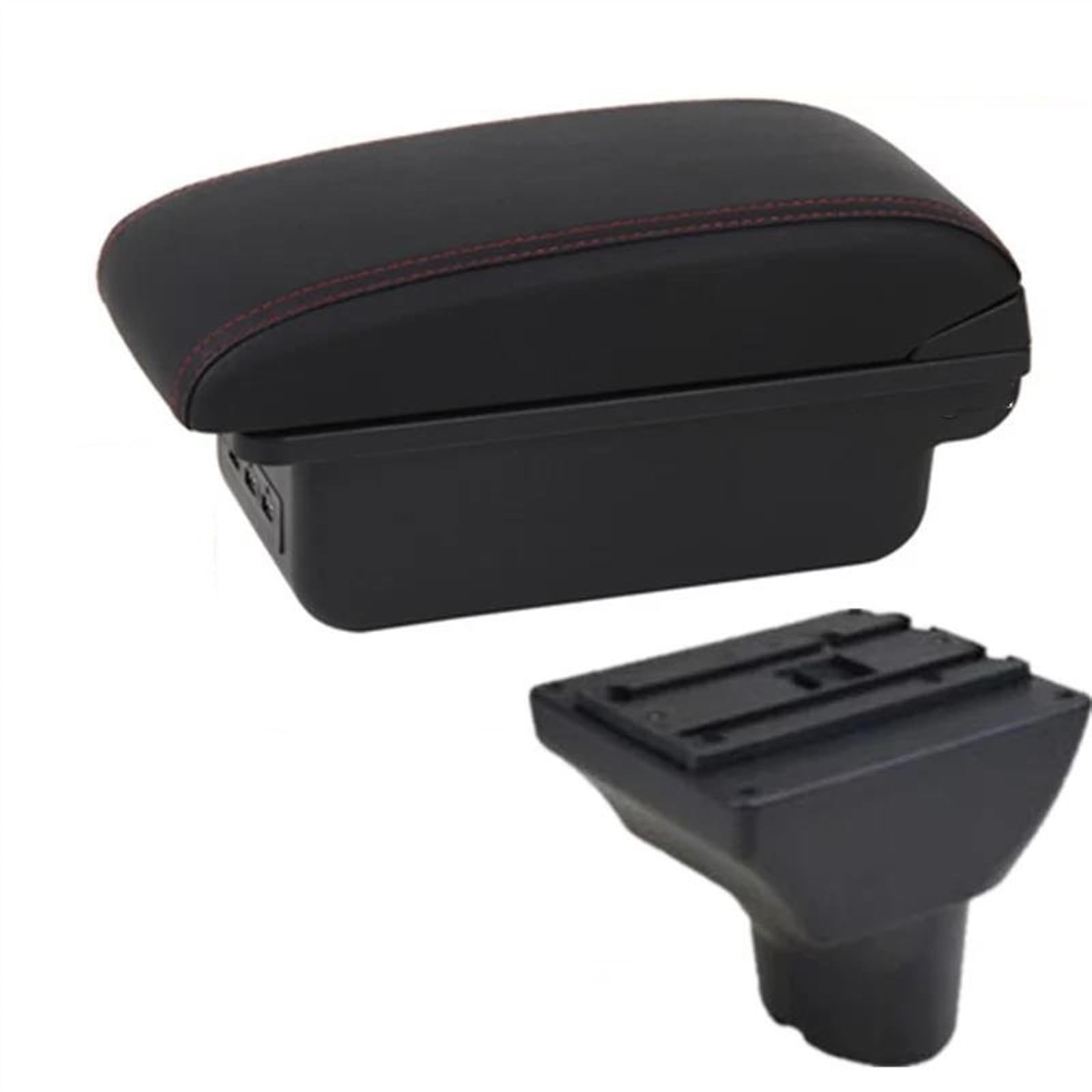 NMJLQW Storage Rack Armrest Box Car Center Storage Box Interior Parts Special Retrofit Parts With USB For I20 2009-2018(B red line 3USB)