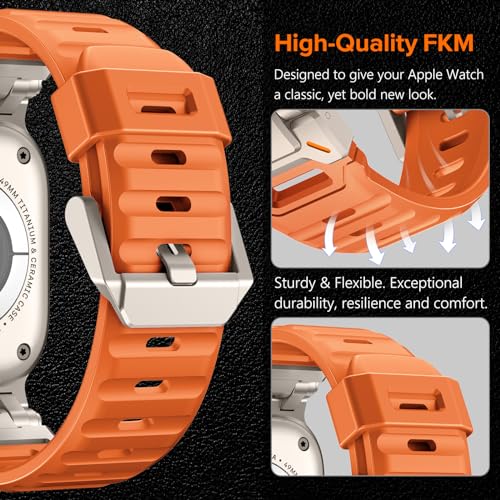 Image of KADES Rugged TPU Sport Band for Apple Watch Ultra 3 /2 /1 49mm, Metal Connectors for Apple Watch Series 11 /10 /SE3 46mm Series 9 /8 /SE2 /7 /6 /SE /5 /4 /3 /2 /1 45mm /44mm /42mm