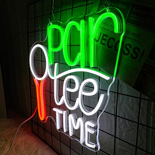 Image of Golf Neon Sign for Wall Decor Golfing Neon Light Par Tee Time Golf LED Neon Sign Golf Ball LED Neon Light for Bedroom Golf Club Sports Room Competition Venue Decoration, green&white