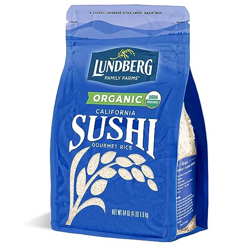Lundberg Organic Sushi Rice, Sticky White Japanese-Style California-Grown Short Grains, 64 Oz