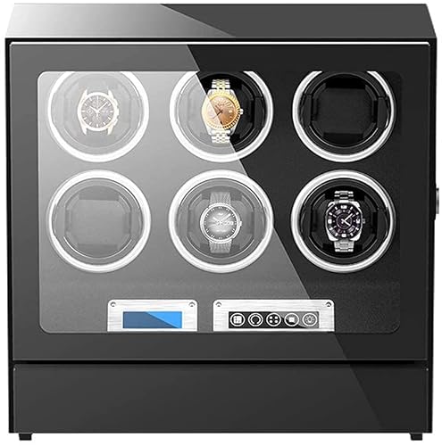 CGCSYZ Automatic Watch Winder Wooden Watch Storage Box LCD Touch Screen Piano Paint Exterior Quiet Motor LED Illumination (Black 4+2)