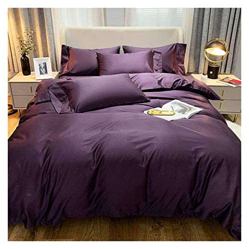 Literie Parure de lit 4 pièces Ensemble de literie Coton Simple Solide Longues Agrafes Coton Doux 100% (C Full) (D King)