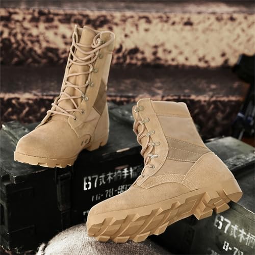 Men's Suede Leather High Top 8 Inch Lace Up Military Tactical Boots for Work Jungle Outdoor Lightweight Combat Motorcycle Booties Police Army Shoes4