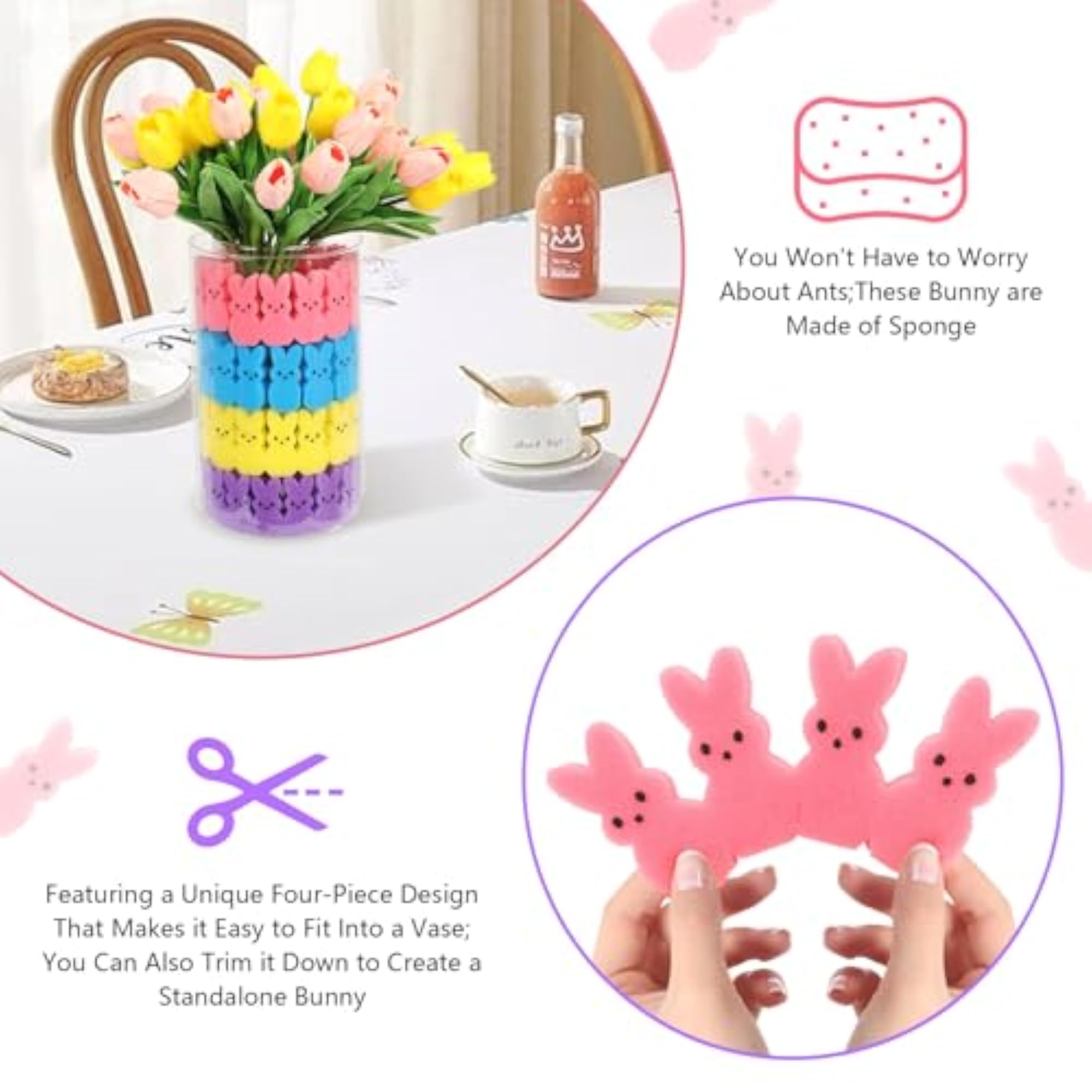 Cute Sponges Bunnies for Easter Decorations