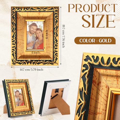 Image of 12 Pcs 4x6 Inch Small Picture Frames Bulk Vintage Antique Ornate Retro Baroque Photo Frames with Backboard for Wall Hanging Tabletop Home Decor Wedding Christmas Display