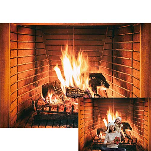 2,1 x 1,5 m großes Brennholz Fotografie Hintergrund Winter groß warm Kamin Flaming Holz Hintergrund für Kinder Familie Camping Grillen Party