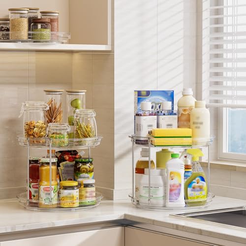 LAMU 2 Tier Lazy Susan Turntable Organizer 9.25'' Rotating Spice Rack Organization for Cabinet, Kitchen, Pantry, Countertop, Bathroom, Vanity, Medicine Cabinet Organizer - Image 7