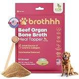 Beef Organ Bone Broth Meal Topper for Dogs - 100% Grass Fed, Veterinarian Approved, Non-GMO by Brothhh - Supports Immunity, Joint & Heart Health, Vision & Vitality - No Fillers - Pet Supplement