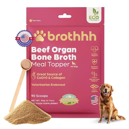Beef Organ Bone Broth Meal Topper for Dogs - 100% Grass Fed, Veterinarian Approved, Non-GMO by Brothhh - Supports Immunity, Joint & Heart Health, Vision & Vitality - No Fillers - Pet Supplement