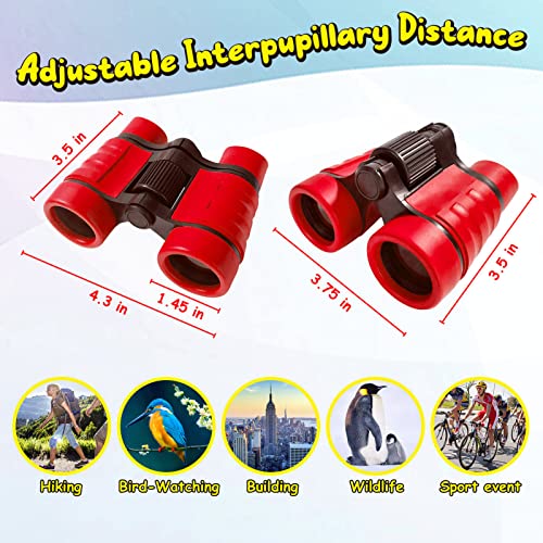 Image of ESSENSON Binoculars for Kids, Red | Toys Gifts for Age 3-10+ Years, Boys Girls Telescope, Outdoor Sports & Bird Watching, Birthday Presents
