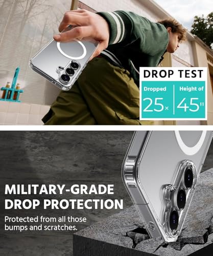 Image of Magnetic Case for Samsung Galaxy S26 5G Compatible with MagSafe, Shockproof Phone Bumper Cover, Anti-Scratch Clear Back (Clear)