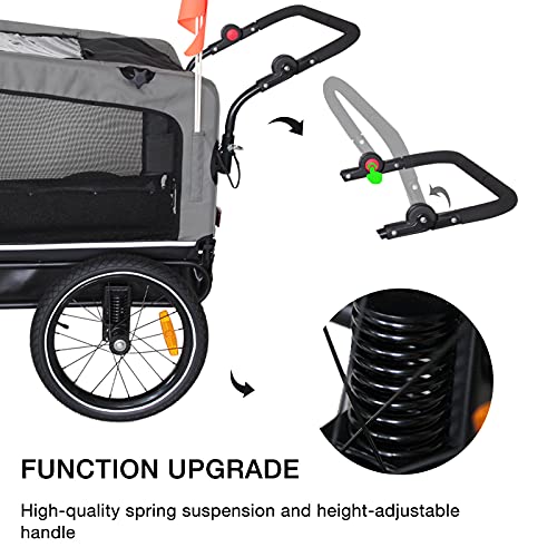 ANOUR Dog Bike Trailer, 2-in-1 Dog Stroller Cart and Jogger Bike Trailer, with Spring Suspension, Folding Frame Carrier… - Image 6