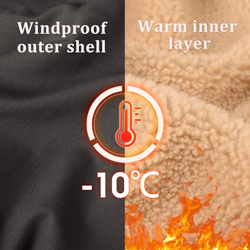Image of Mens Winter Jacket Thick Thermal Cotton Warm Fleece Lined Sherpa Jacket Trucker Lapel Work Cargo Jackets Coat Outerwear