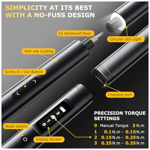 3.7V Mini Electric Screwdriver Set, 57-in-1 Magnetic Bits Precision Screwdriver Set, Cordless Screwdriver with LED Light, - Image 3